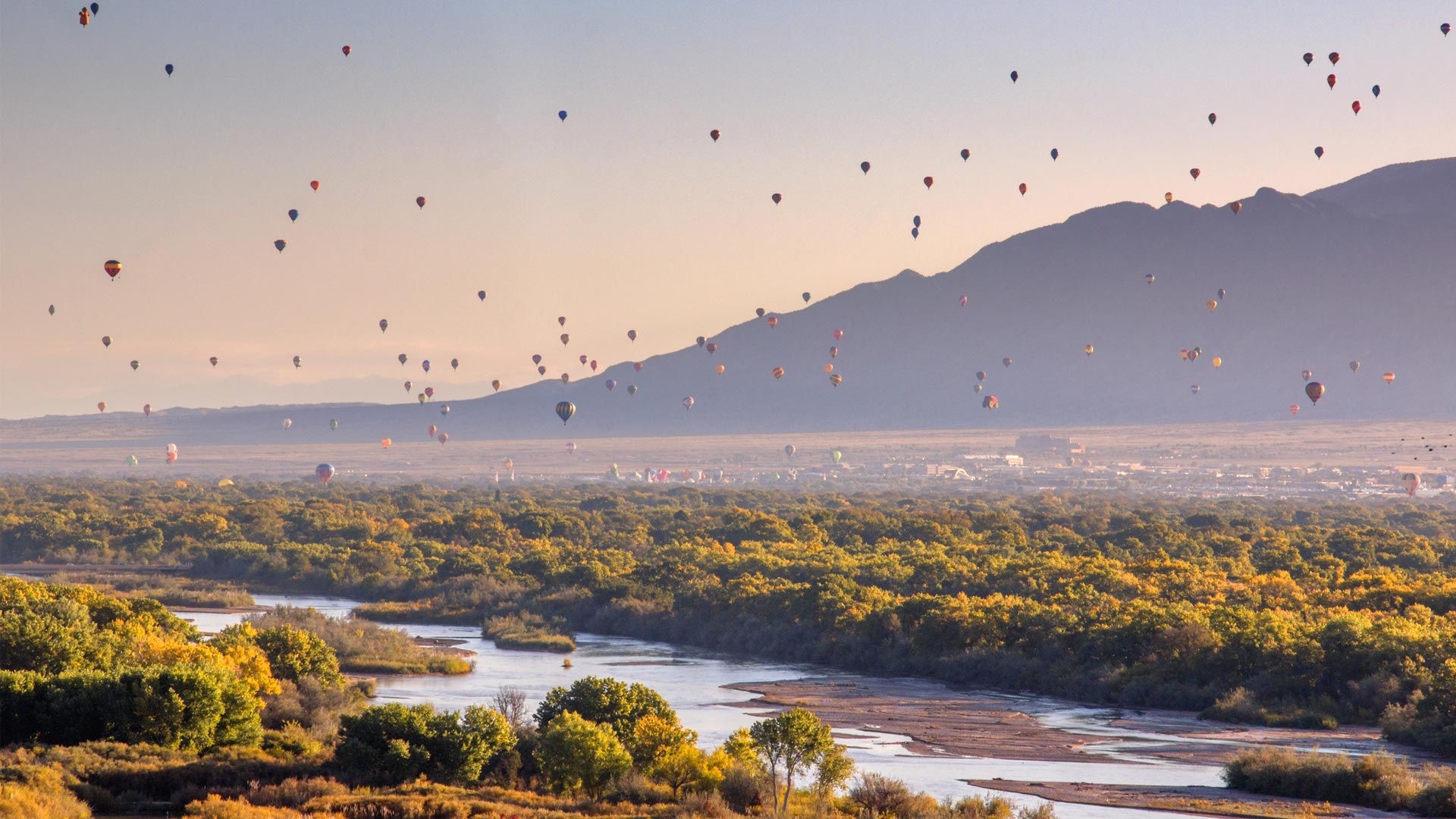 Hot air balloons over the Rio Grande
