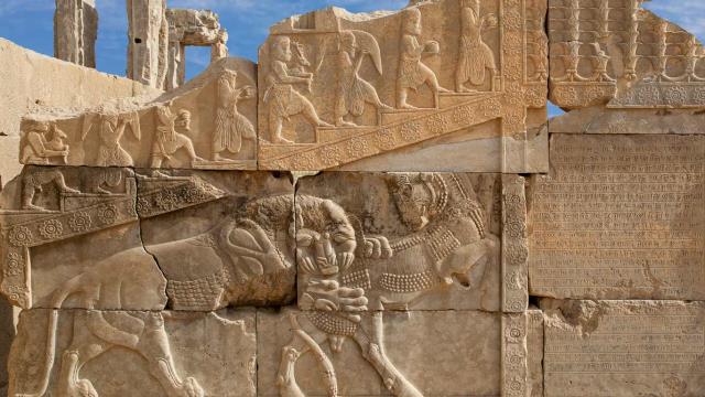 Reliefs in the ancient Persian city of Persepolis