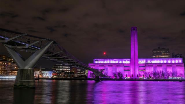 Tate Modern lit up on International Women's Day