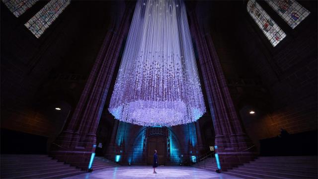 'Peace Doves' by artist Peter Walker, in Liverpool Cathedral